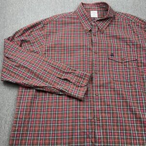 Brooks Brothers Regent Fit Button Down Shirt Red Green‎ Plaid Mens XXL Pocket